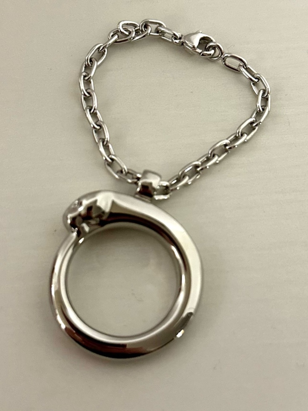 CARTIER silver-tone Panthère Key Ring with Chain - Picture 3 of 5